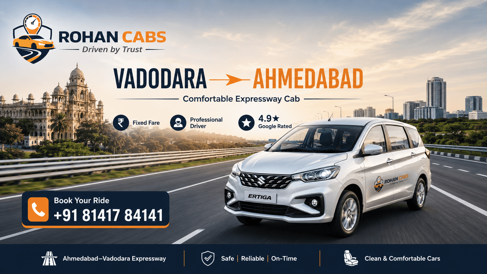 Vadodara (Baroda) to Ahmedabad Cab: Fare, Expressway Route & Travel Tips