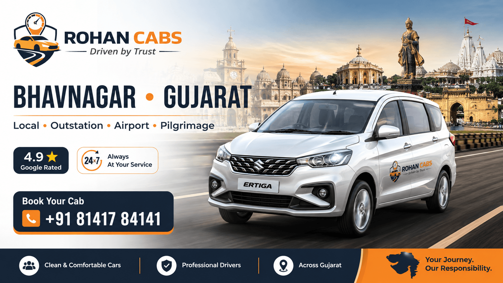 Why Choose Rohan Cabs: Best Taxi, Cab Service & Car Rental in Bhavnagar & Gujarat